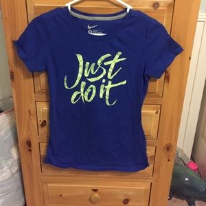 Blue and Green Nike Just Do It fitted shirt