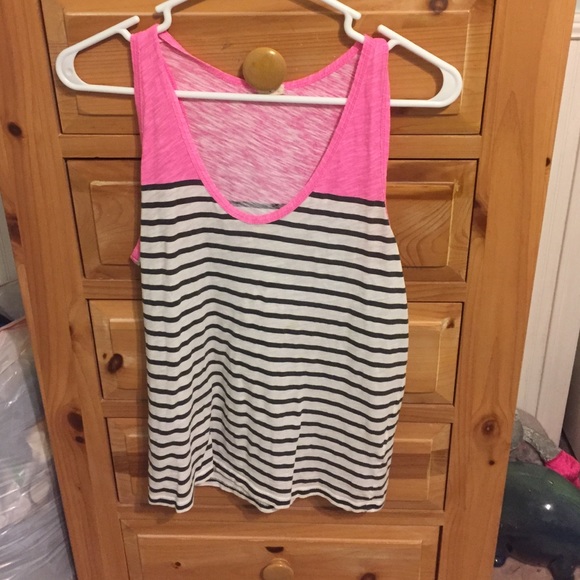 Pink and grey J. Crew striped tank - Picture 1 of 1