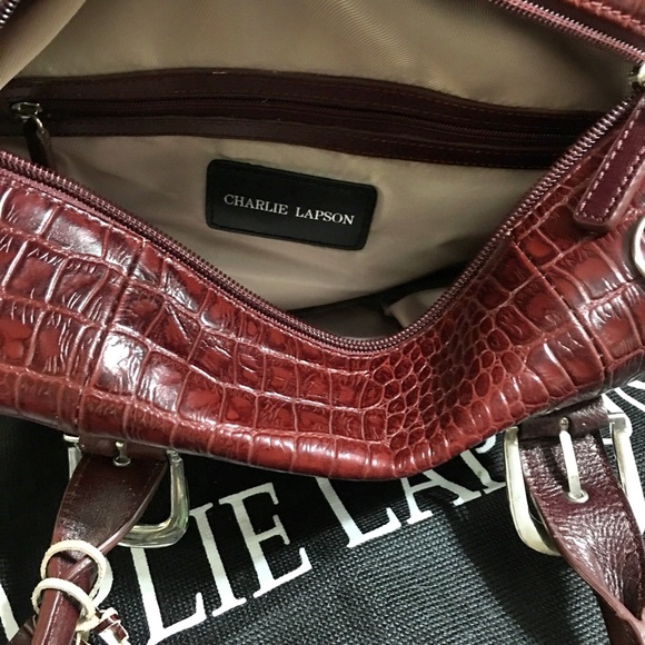 *NWT* Charlie Lapson Burgundy Leather Satchel - Picture 3 of 4