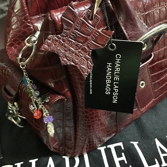 *NWT* Charlie Lapson Burgundy Leather Satchel - Picture 4 of 4