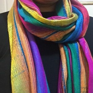New Handmade Ecuadorian scarf in rainbow colors