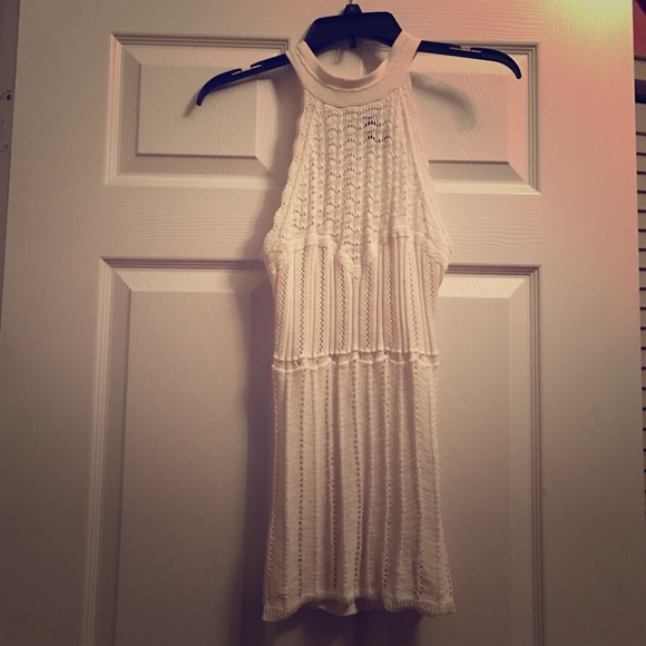 Crochet white halter top.