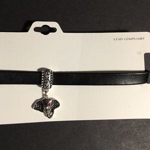 ALABAMA FANS Choker BlK Elephant head silver tone