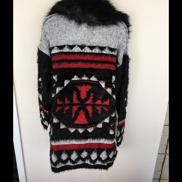 SOLD NEW BCBG fur collar sweater coat - Picture 2 of 3