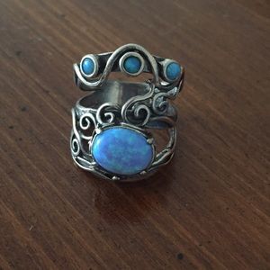 Shablool blue opal and sterling silver ring