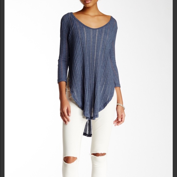 Free People Split Ribbed Tee - Picture 2 of 4