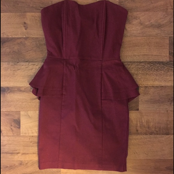 Burgundy peplum dress
