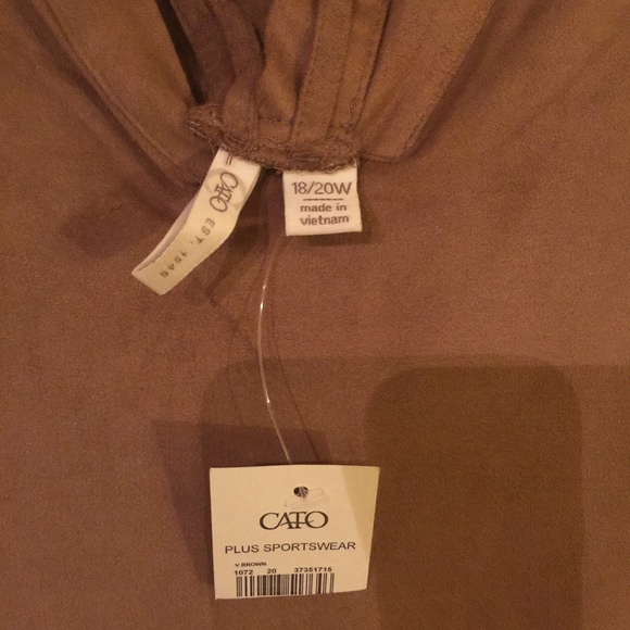 Plus size Suede-like sleeveless top w/lace up back - Picture 3 of 5