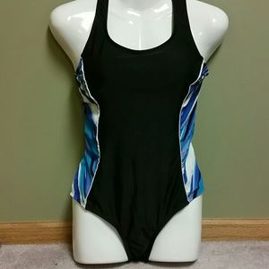 Padded black one piece swimsuit