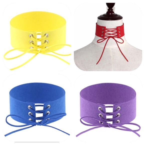 Lace up Choker - many colors available - Picture 4 of 6