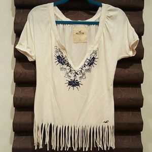 Hollister boho cream and navy top!