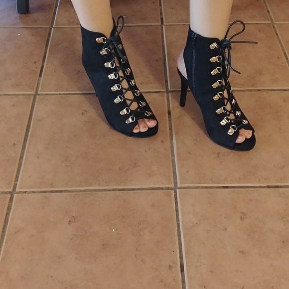 Black suede lace up open toe🚨 PRICE IS FIRM🚨 - Picture 3 of 5