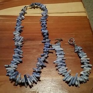 Matching necklace and bracelet. Multi color blues.