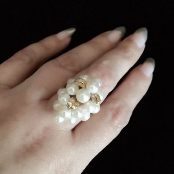 Vintage Ming's 14k, pearl ring & matching pendant - Picture 2 of 4