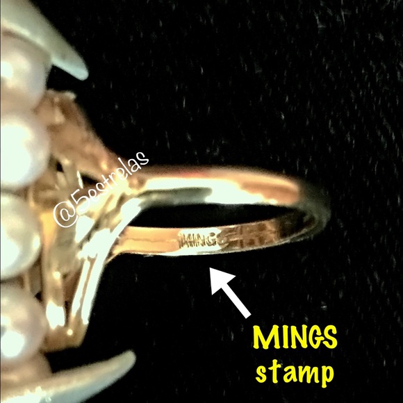 Vintage Ming's 14k, pearl ring & matching pendant - Picture 3 of 4