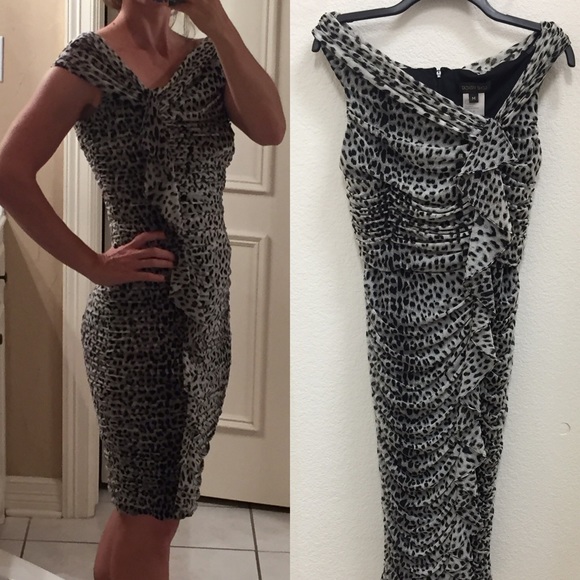 Animal print black and white dress