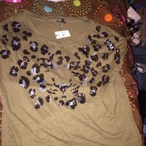 Leopard Print Sequined Top