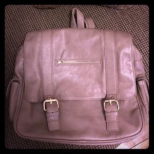 Taupe faux leather backpack