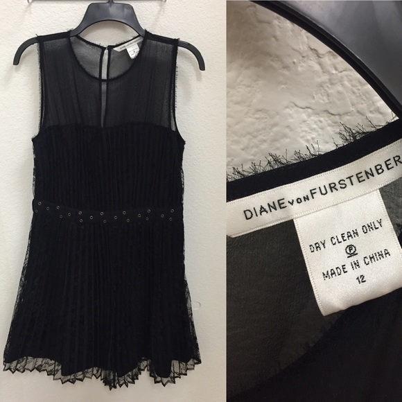 Diane Von Furstenberg black lace cocktail dress
