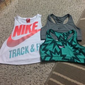 1 Nike crop top & 2 sports bras