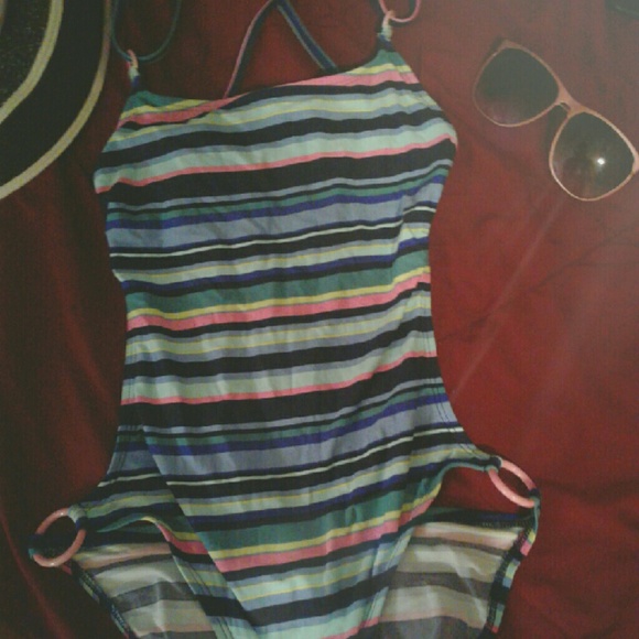Blue Pink Green Striped Monokini from GAP body