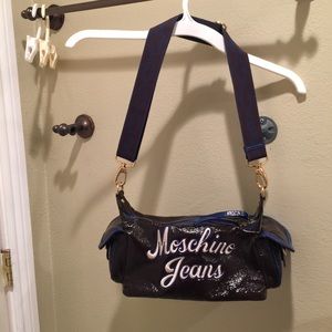 Moschino jeans chocolate brown & blue shoulder bag