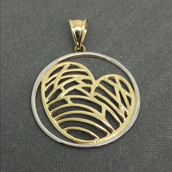 jewelry 14k twotone gold heart inside a circle pendant poshmark
