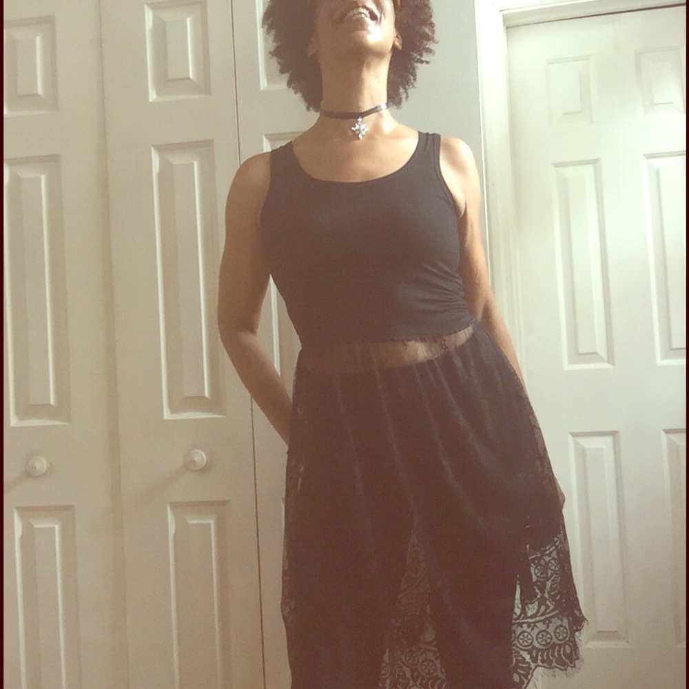 ⬇️ BLACK MIDI LACE EXTENDER DRESS SIZE M - Picture 2 of 5