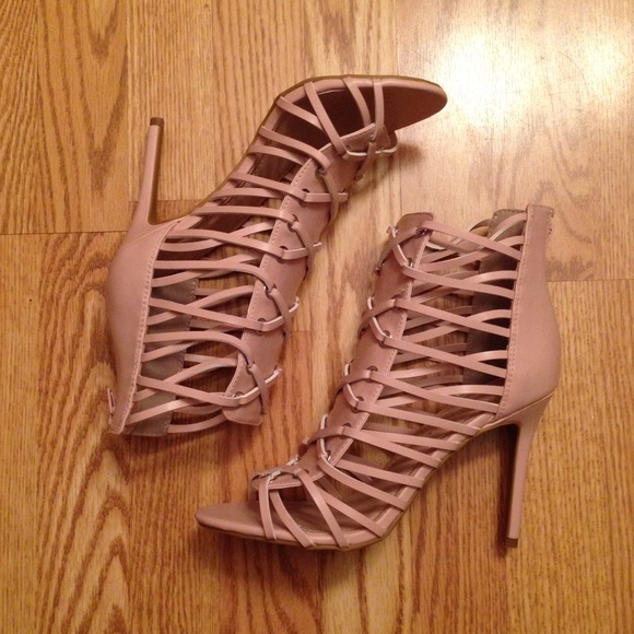 Blush Nude Caged High Heel Sandals