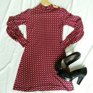 Banana Republic-Burgundy pattern long sleeve dress