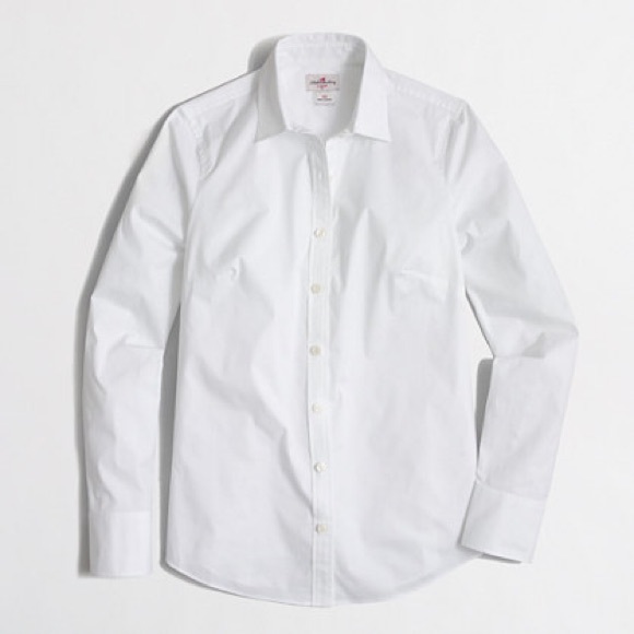 White stretch button down