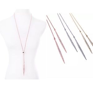 "Rose Gold Plated" Paved Crystal Lariat Necklace