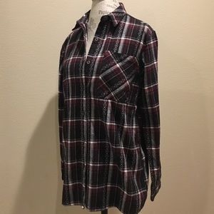 Plaid & Lace Button Down Oversized Shirt