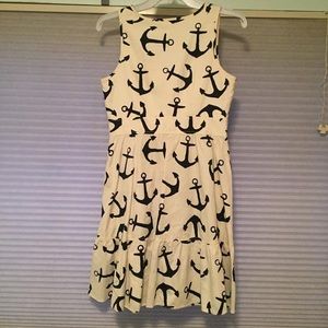 J Crew Anchor Print Fit and Flare Dress