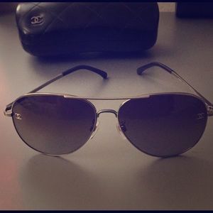 Chanel Polarized Metal Aviator Sunglasses