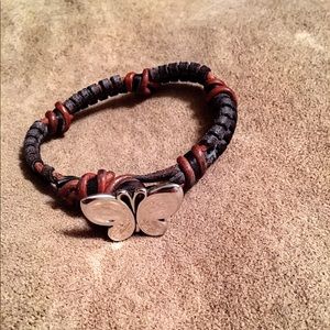James Avery leather bracelet w/ butterfly clasp