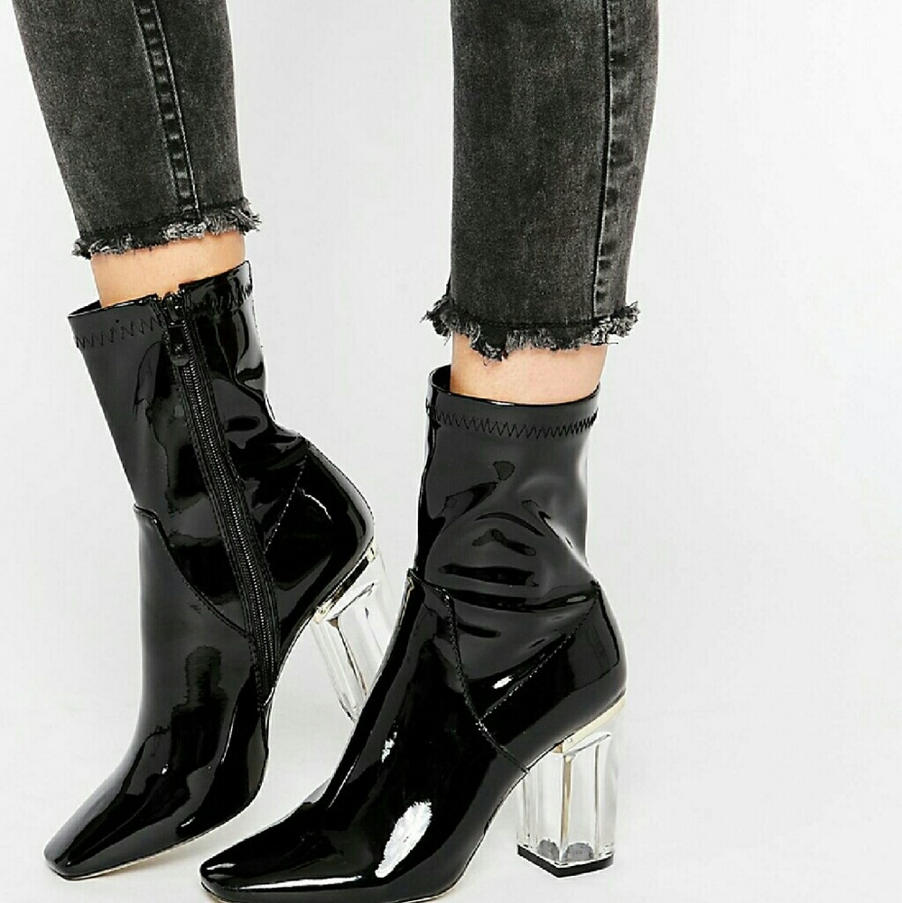 Last Size 9 🖤 Glass Heel Patent leather Boots - Picture 2 of 7