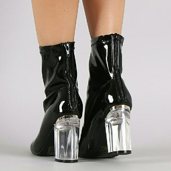 Last Size 9 🖤 Glass Heel Patent leather Boots - Picture 3 of 7