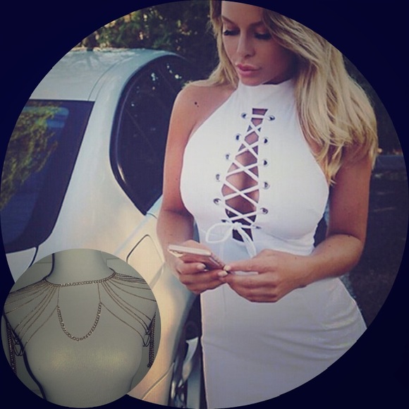 (FREE JEWELRY)(BRAND NEW)Cross tie up casual dress