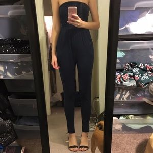 Strapless Navy Blue Romper
