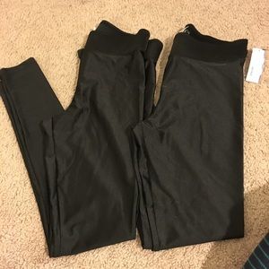 Two pairs of Shiny Black High Waisted Leggings