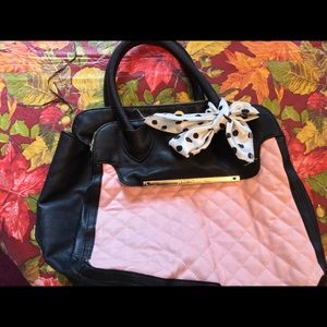 Betsy Johnson pink/black bag with scarf look