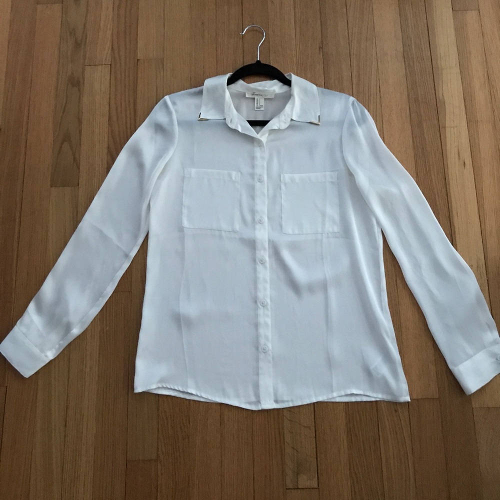 Forever 21 Sheer Button Up Long Sleeve Shirt Sz S