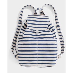 BAGGU Striped Navy Canvas Backpack