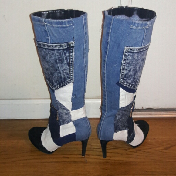 Denim patchwork boots - Picture 4 of 4