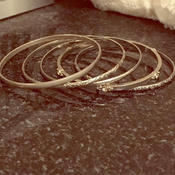 Silver Bangle Bracelet Set