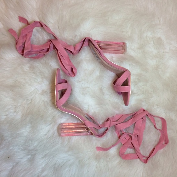 Block Heel Lucite  Inspired Wrap Sandals ✨✨✨✨ - Picture 2 of 3