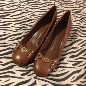Tory Burch brown heeled shoes flash sale 4 hours