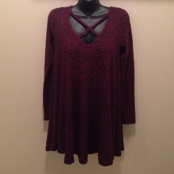 NWT Burgundy Strappy Front & Back Tunic/Dress - Picture 3 of 4