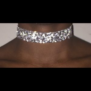 Stones and rhinestones silver choker